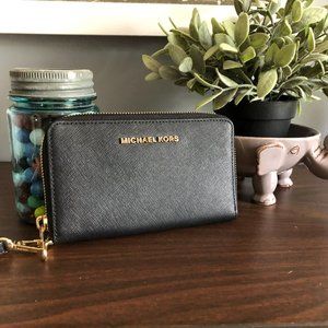 Michael Kors Saffiano Black Leather Wallet